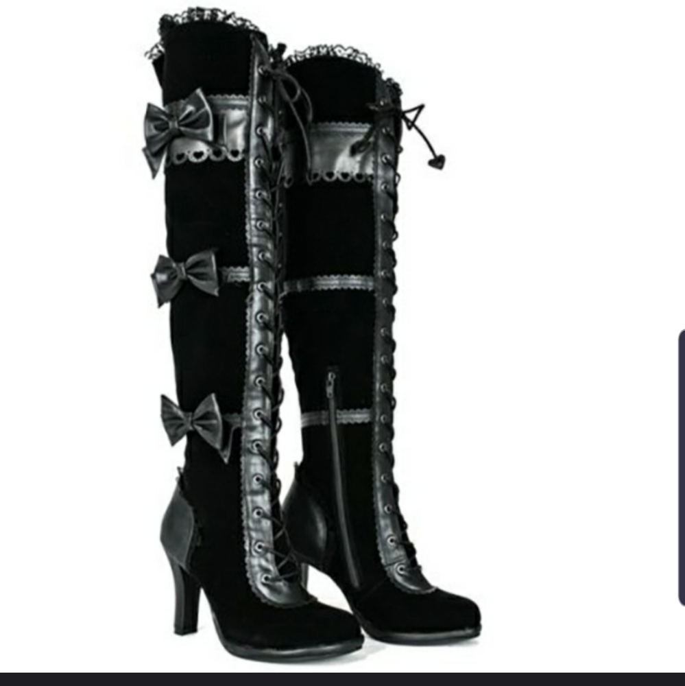 Knee Boots Victorian Goth Heels Sz 9.5 M